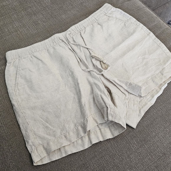Talbots Linen Cream Natural Minimalist Casual Coastal Shorts Size XL - Picture 2 of 7